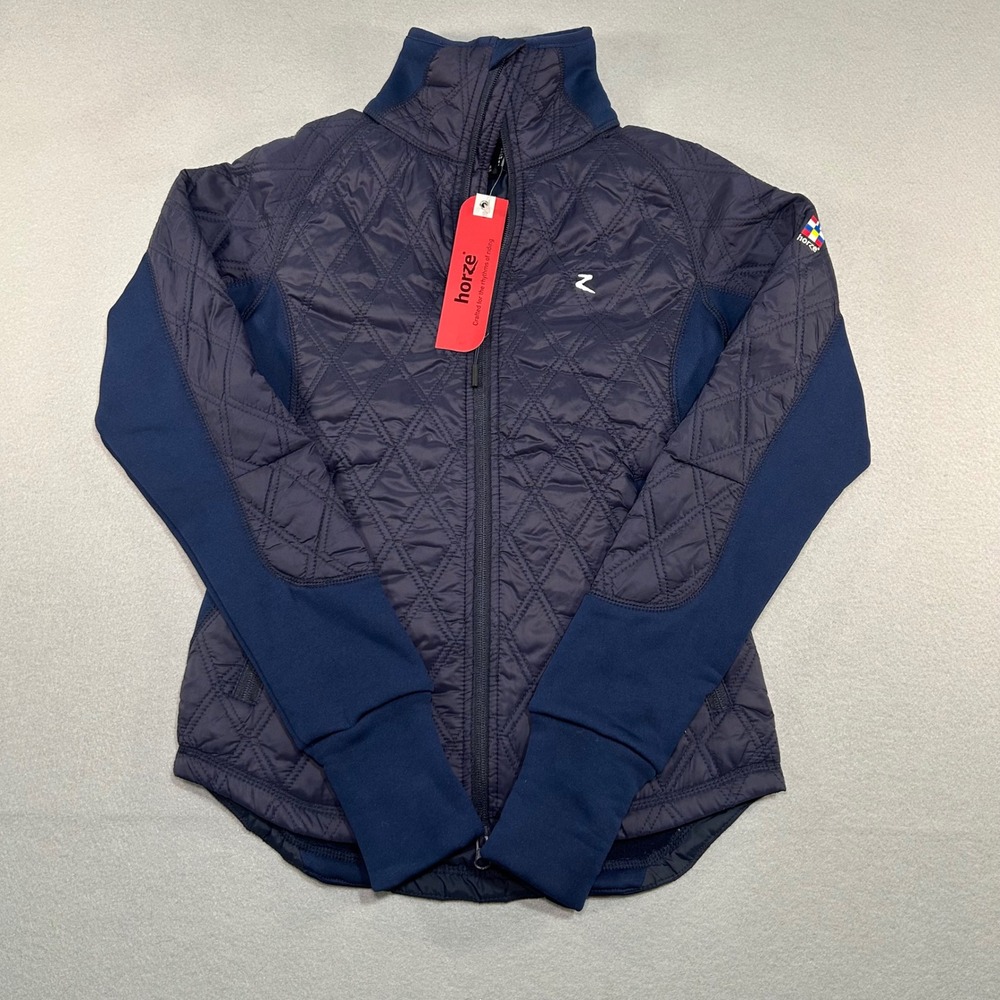 Horze Zoe Padded Jacket Women 4 Navy Blue Quilted Hybrid Equestrian  Riding NWT